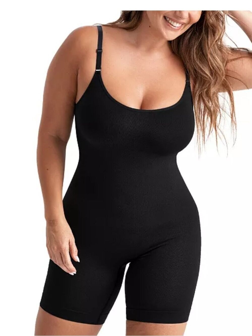 4573 Shapermint Women's Scoop Neck Mid-Thigh Bodysuit